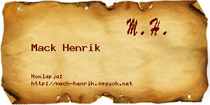 Mack Henrik névjegykártya
